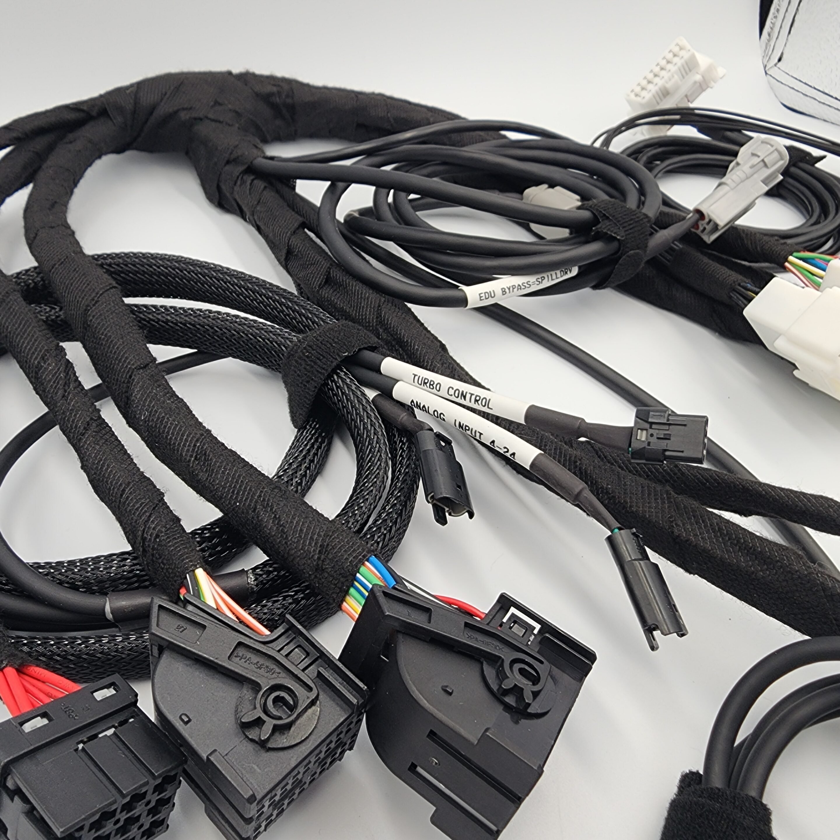 wiring harnesses with labeled connectors.